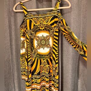 - yellow design mini dress